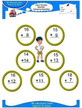 Çocuklar İçin toplam işlemi yaprak testleri 